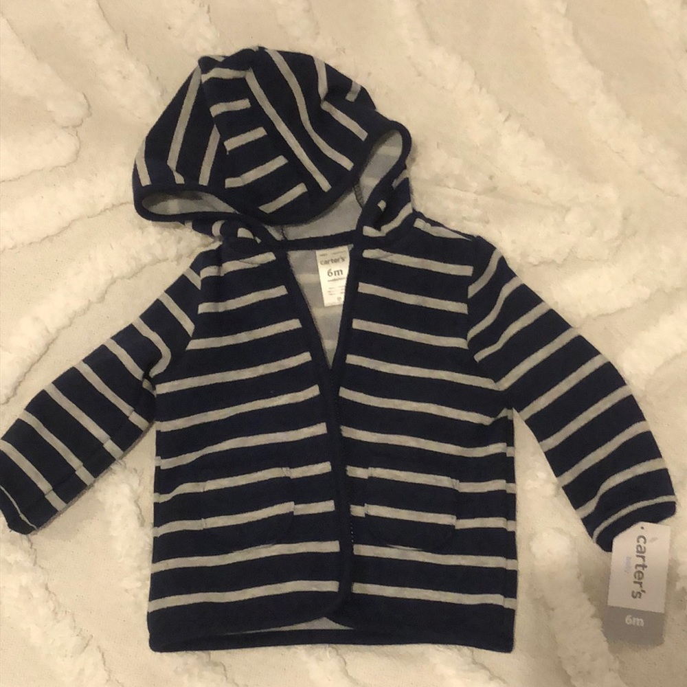 BRAND NEW CARTERS zip up striped hoodie